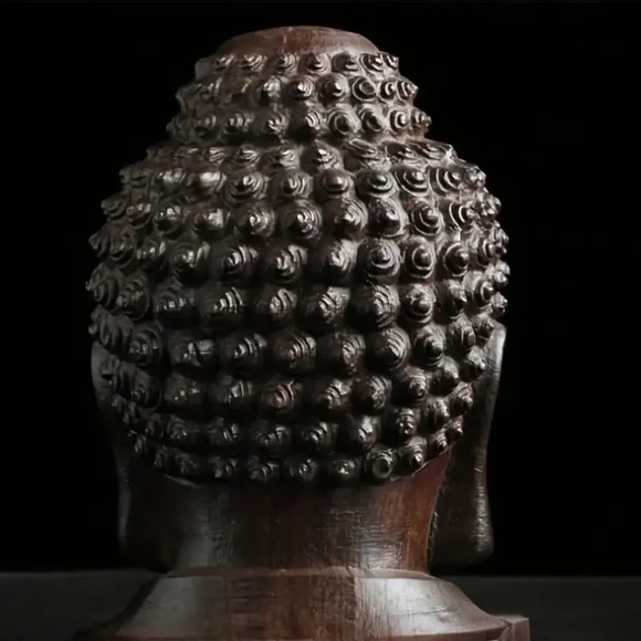 Collectible 1 carved Ebony wood face of Buddha - Picture 6 of 7